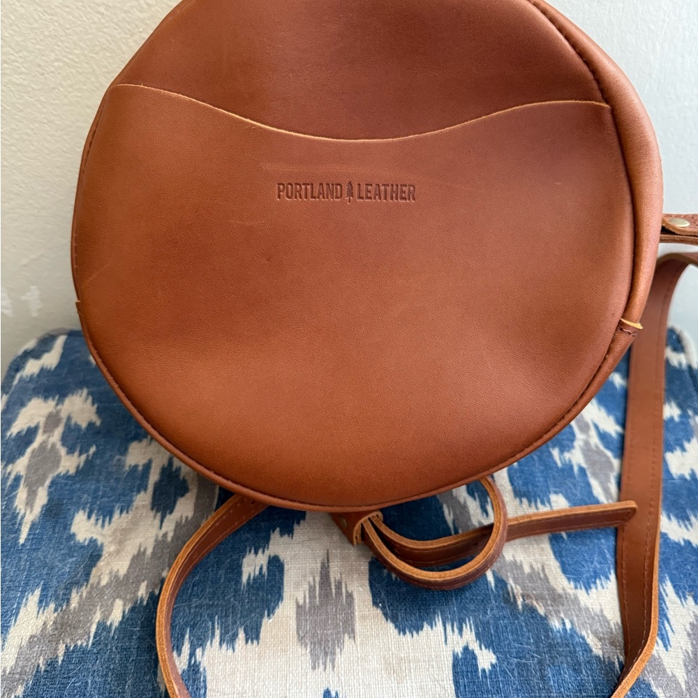 Portland Leather Tan Round Crossbody Bag